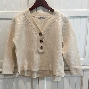 Madewell Beige Buttoned V-Neck Sweater